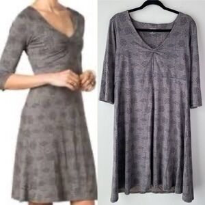 Toad & Co‎ Womens Rosalinda Organic Cotton Babydoll Dress XL Brown Printed Boho